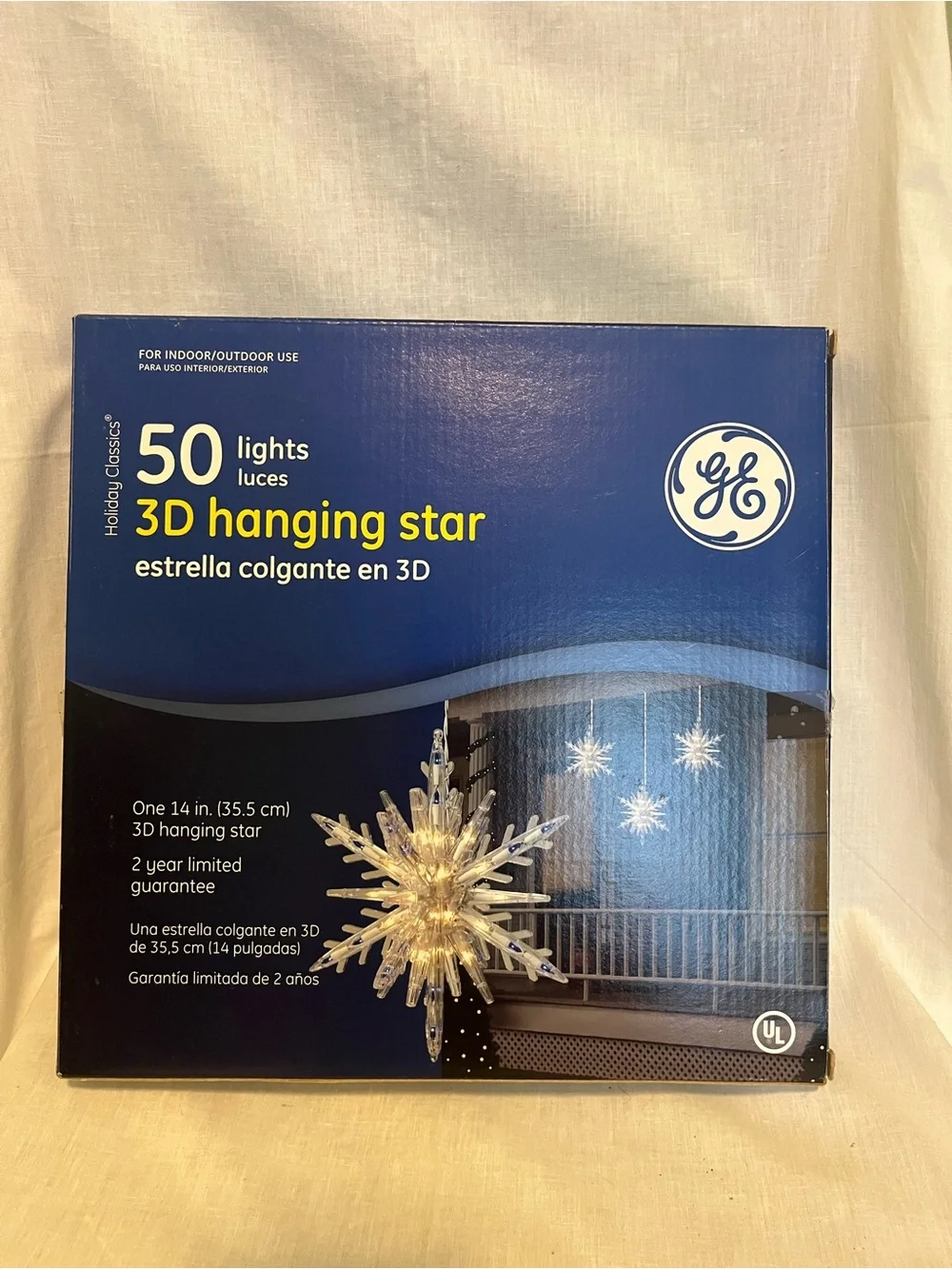 3D Hanging Star Holiday Lights - Clear 50 Lights
